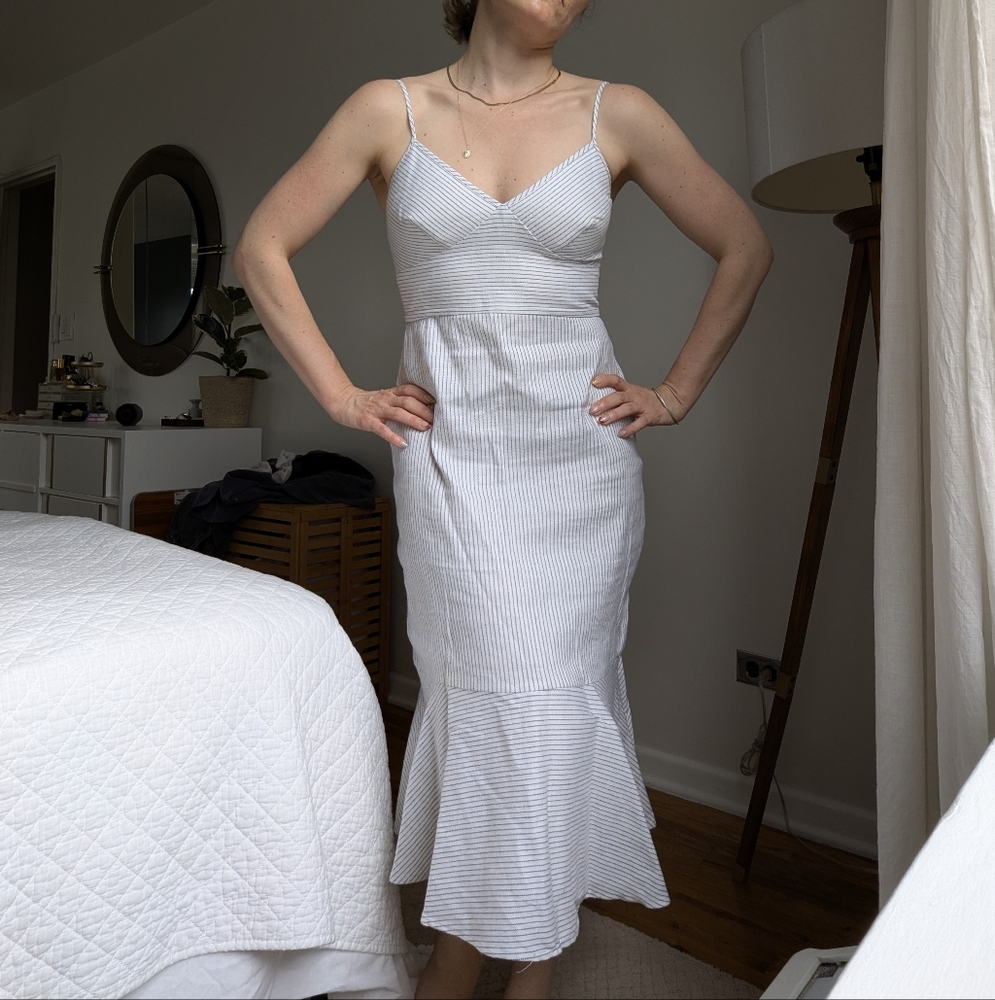 NWT Banana Republic Strappy Seersucker Midi Dress